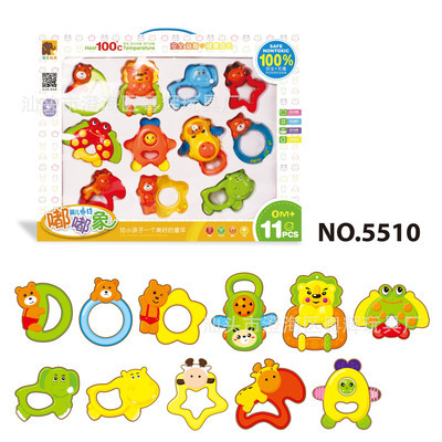厂家直销5510中文版益智摇铃11件套 安全启智，守护宝宝成长第一步